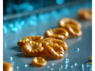 Graankorrels onder een microscoop in een lab